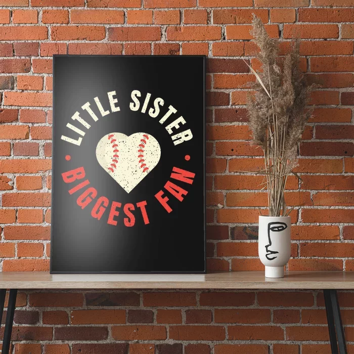 Baseball Sister Womens Little Sister Biggest Fan Tee Ball Poster