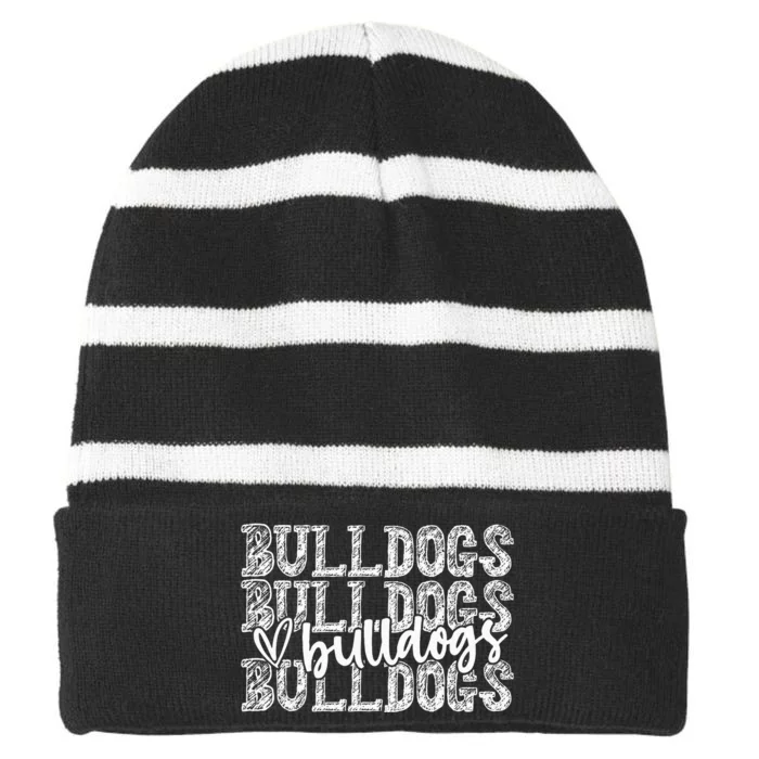 Bulldogs Spirit Wear Game Day School Mascot Sport Fan Team Striped Beanie with Solid Band