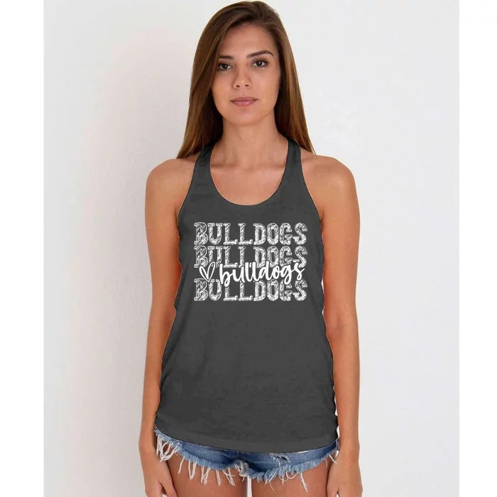 Bulldogs Spirit Wear Game Day School Mascot Sport Fan Team Women's Knotted Racerback Tank