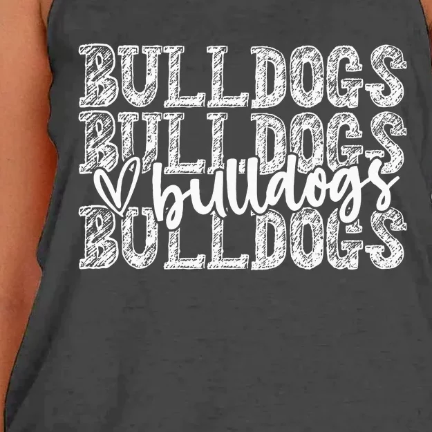 Bulldogs Spirit Wear Game Day School Mascot Sport Fan Team Women's Knotted Racerback Tank