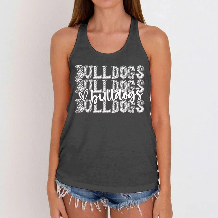 Bulldogs Spirit Wear Game Day School Mascot Sport Fan Team Women's Knotted Racerback Tank