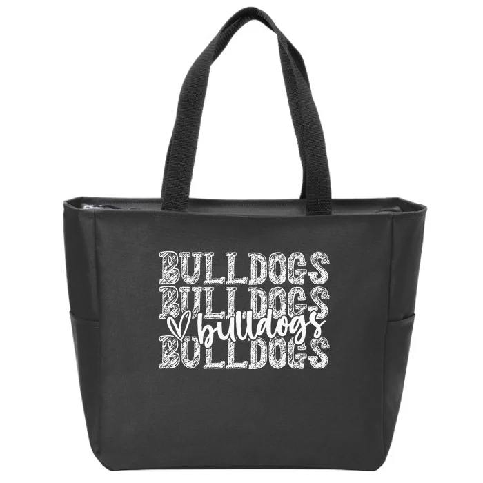 Bulldogs Spirit Wear Game Day School Mascot Sport Fan Team Zip Tote Bag