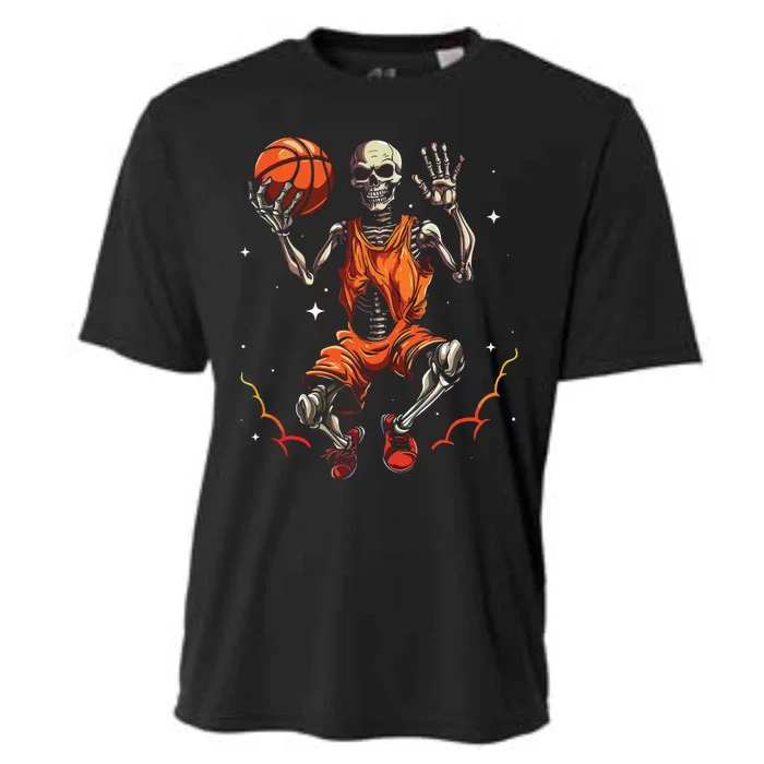 Basketball Skeleton Women Basketball Player Halloween Premium Cooling Performance Crew T-Shirt