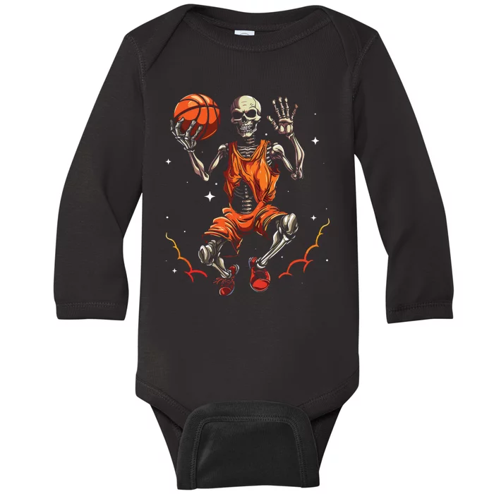 Basketball Skeleton Women Basketball Player Halloween Premium Baby Long Sleeve Bodysuit