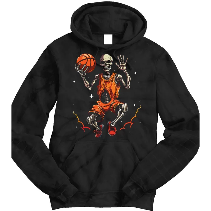 Basketball Skeleton Women Basketball Player Halloween Premium Tie Dye Hoodie