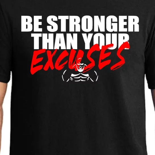 Brian Shaw Wearing Be Stronger Than Your Excuses Pajama Set