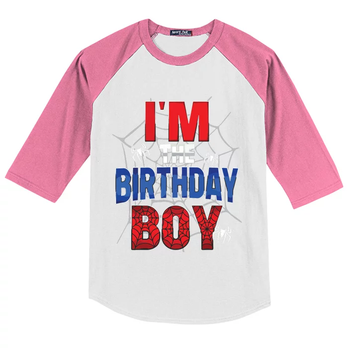 Birthday Spider Web Birthday Party Im The Birthday Boy Kids Colorblock Raglan Jersey