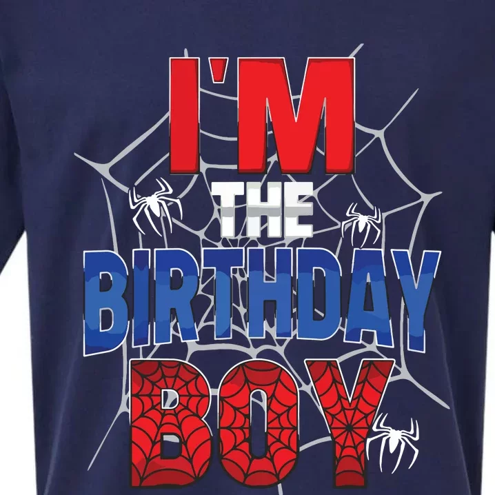 Birthday Spider Web Birthday Party Im The Birthday Boy Sueded Cloud Jersey T-Shirt