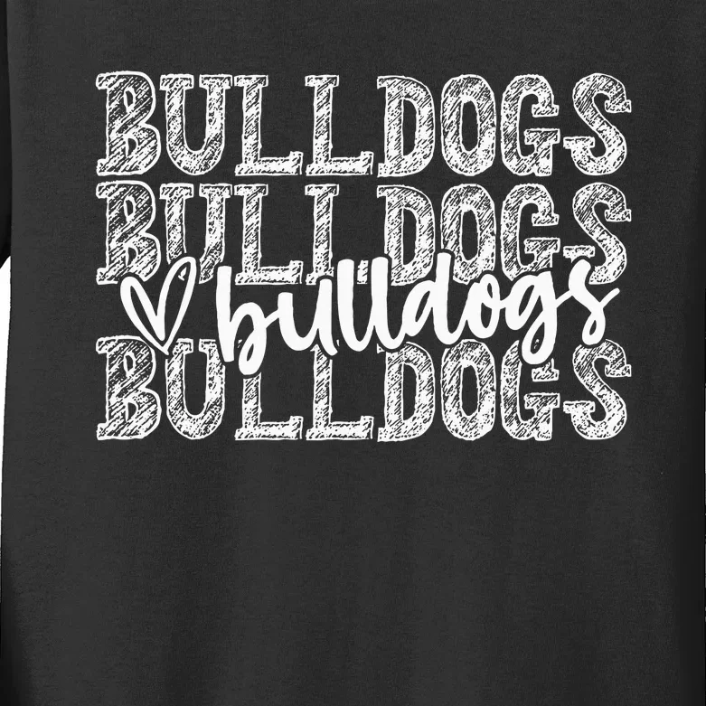 Bulldogs Spirit Wear Game Day School Mascot Sport Fan Team Kids Long Sleeve Shirt