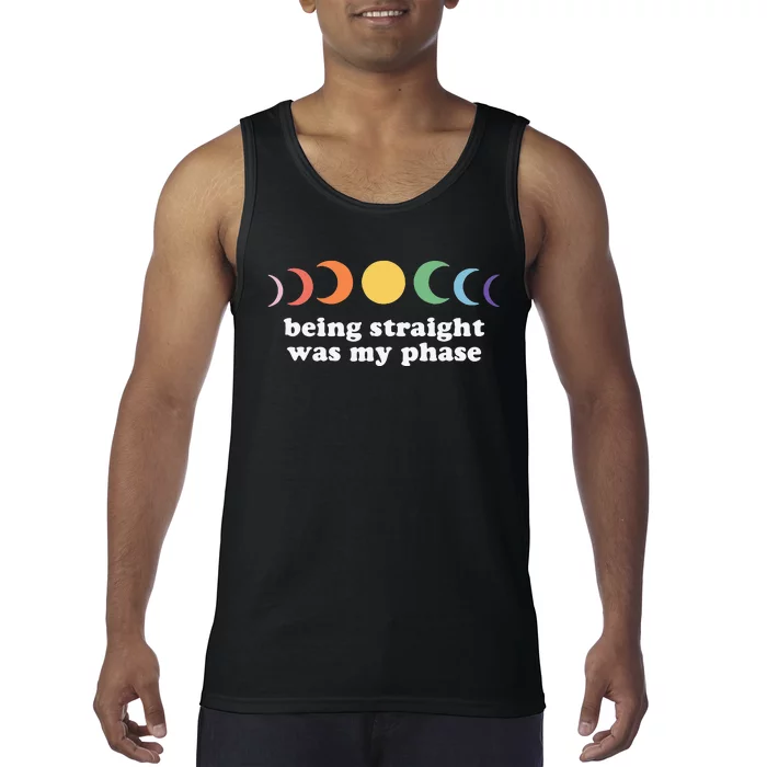 Being Straight Was My Phase Colorful Moon Phase LGBT LGBTQ Tank Top