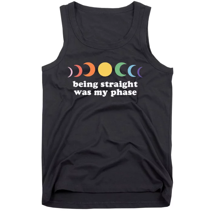 Being Straight Was My Phase Colorful Moon Phase LGBT LGBTQ Tank Top