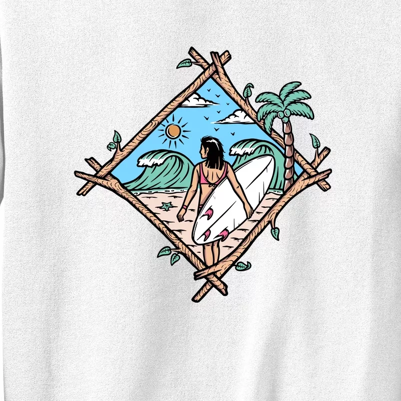 Beautiful Surfer Woman On The Beach Holiday Gift Surf Sweatshirt