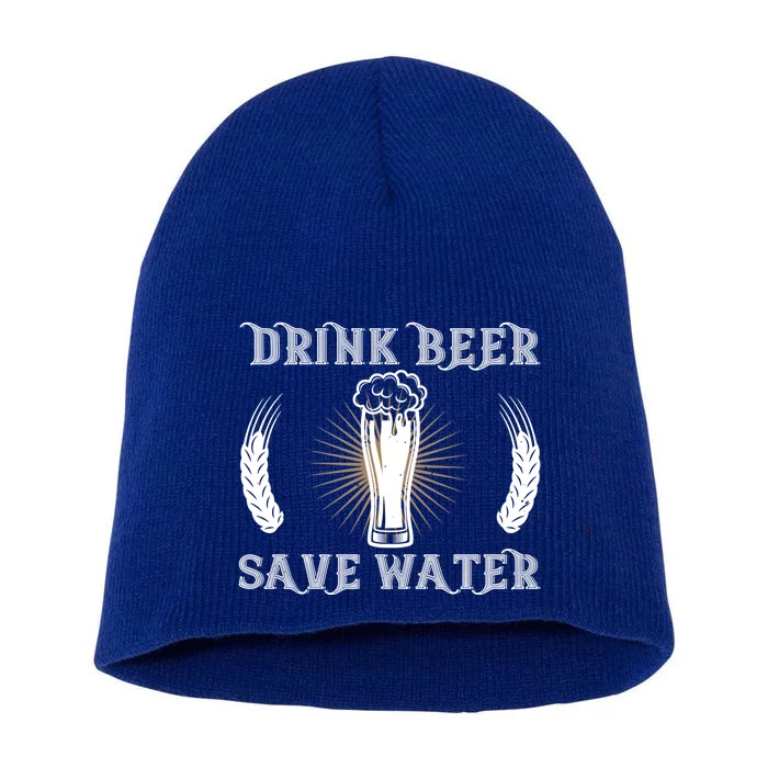 Beer Save Water Gift Short Acrylic Beanie