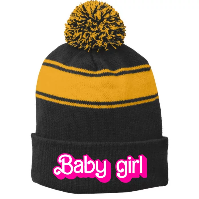 Ben Starr Wearing Baby Stripe Pom Pom Beanie