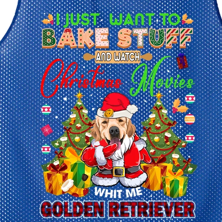 Bake Stuff Watch Xmas Movies With Golden Retriever Gift Mesh Reversible Basketball Jersey Tank