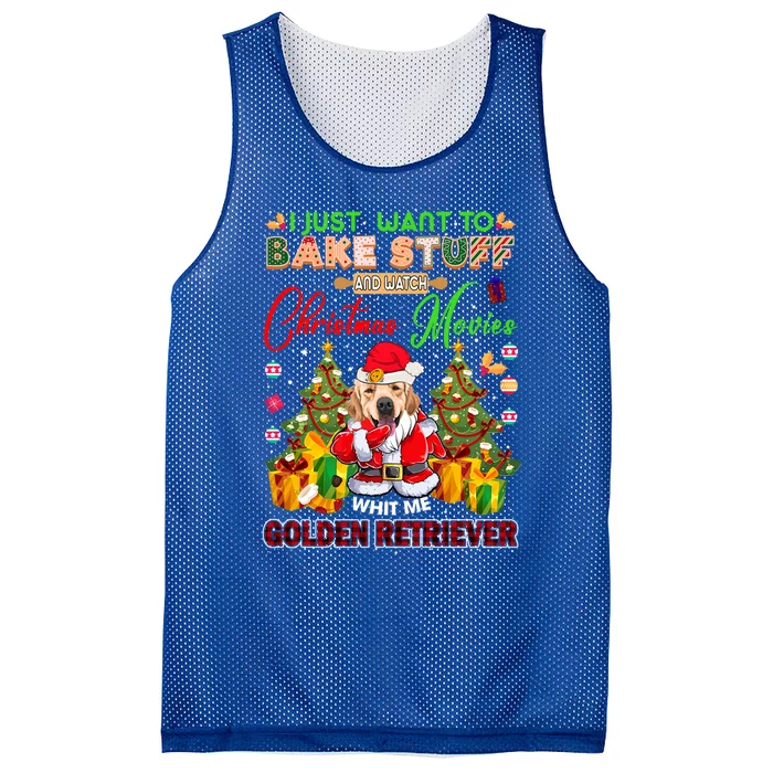 Bake Stuff Watch Xmas Movies With Golden Retriever Gift Mesh Reversible Basketball Jersey Tank