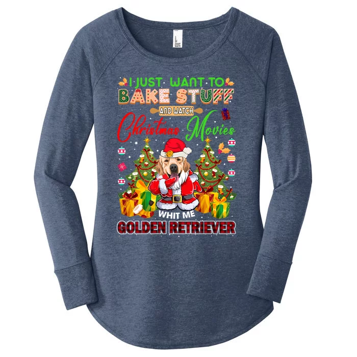 Bake Stuff Watch Xmas Movies With Golden Retriever Gift Women's Perfect Tri Tunic Long Sleeve Shirt