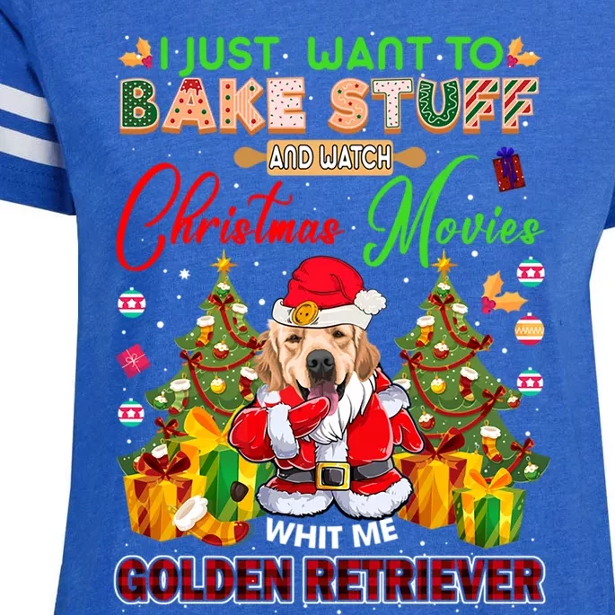 Bake Stuff Watch Xmas Movies With Golden Retriever Gift Enza Ladies Jersey Football T-Shirt