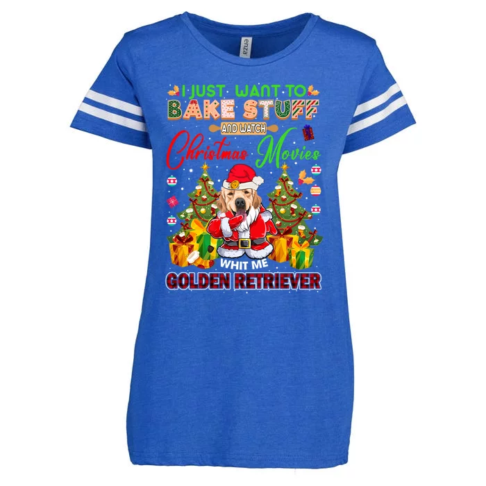 Bake Stuff Watch Xmas Movies With Golden Retriever Gift Enza Ladies Jersey Football T-Shirt