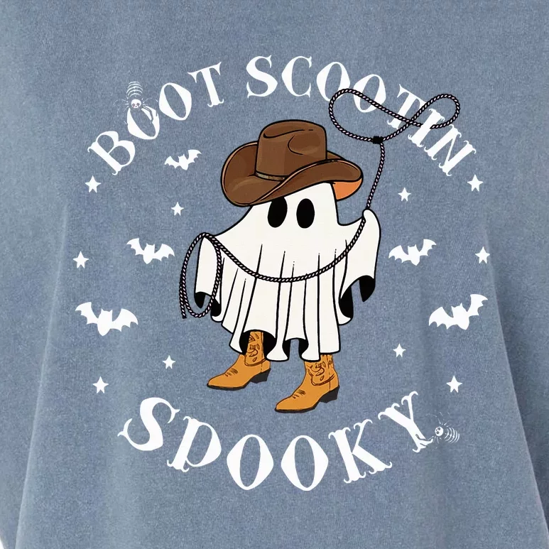 Bootscooting Spooky Western Cow Ghost Halloween Season Garment-Dyed Women's Muscle Tee