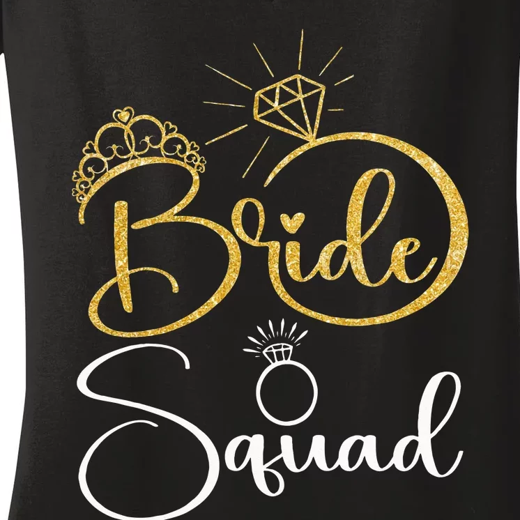 Bride Squad Wedding Bridal Shower Matching Family Team Women's V-Neck T-Shirt