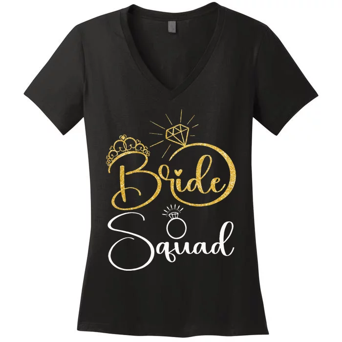 Bride Squad Wedding Bridal Shower Matching Family Team Women's V-Neck T-Shirt