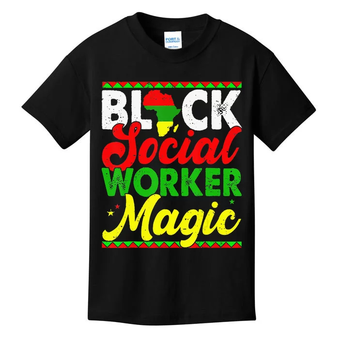 Black Social Worker Magic Black History Month Proud Afro Kids T-Shirt