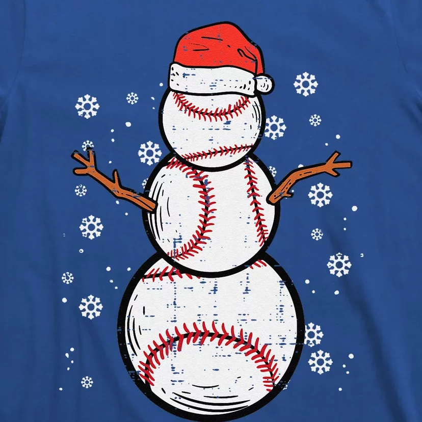 Baseball Snowman Xmas Christmas Sports Funny Funny T-Shirt