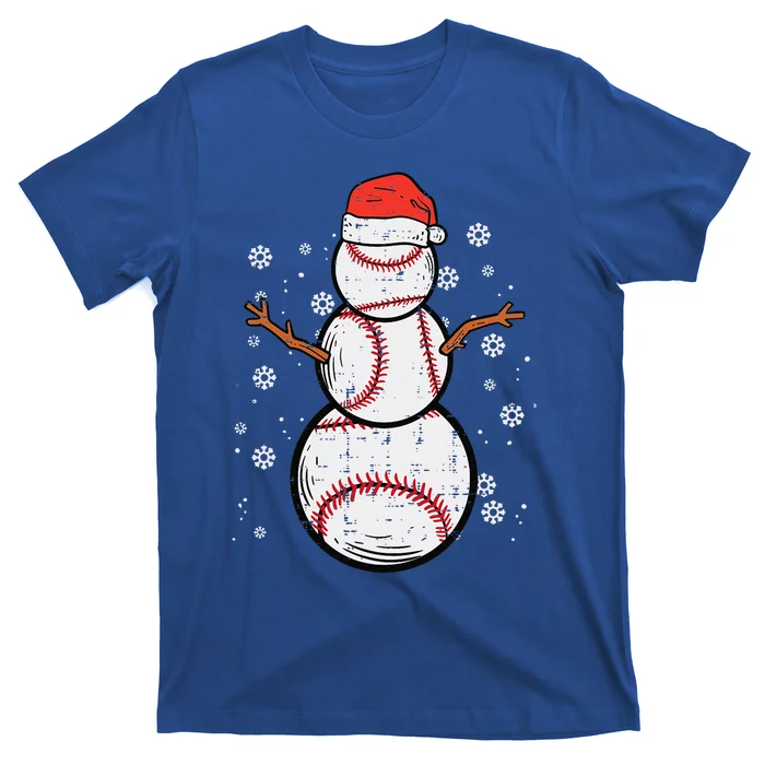 Baseball Snowman Xmas Christmas Sports Funny Funny T-Shirt