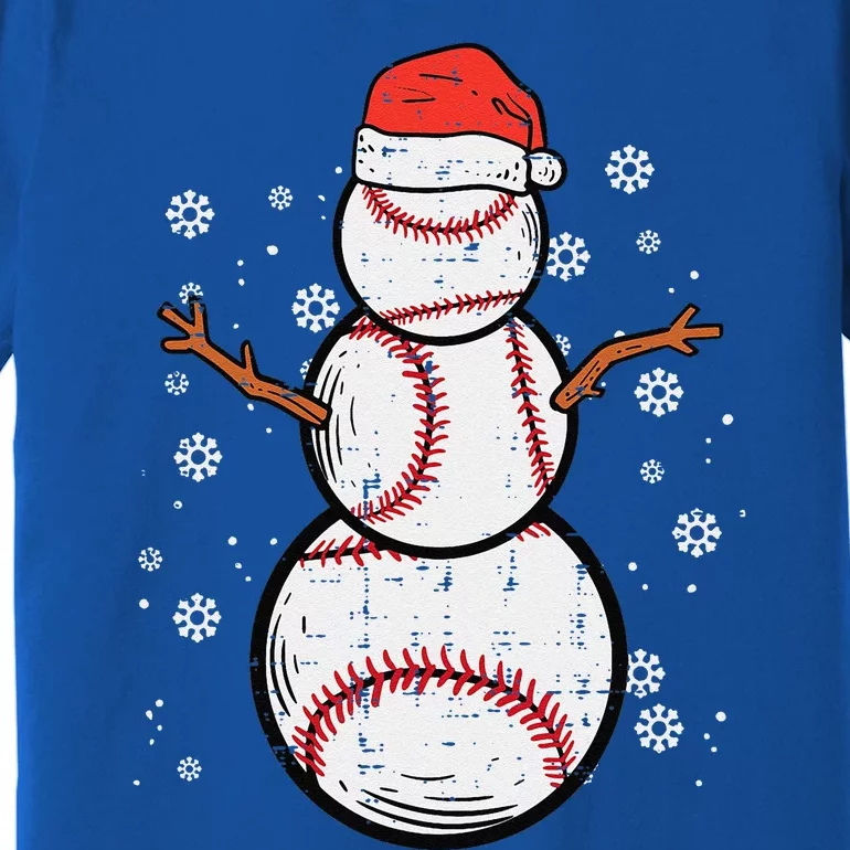 Baseball Snowman Xmas Christmas Sports Funny Funny Premium T-Shirt