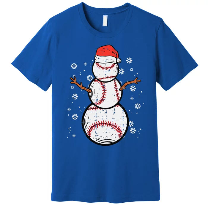 Baseball Snowman Xmas Christmas Sports Funny Funny Premium T-Shirt