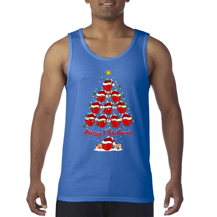 Bocce Sports Xmas Lighting Santa Bocce Ball Christmas Tree Gift Tank Top