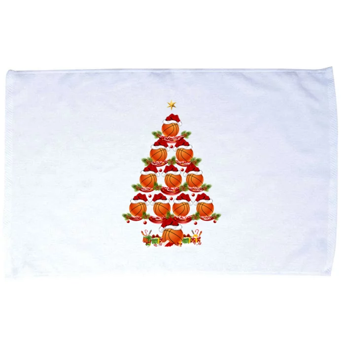 Basketball Sports Xmas Lighting Basketball Christmas Tree Meaningful Gift Microfiber Hand Towel