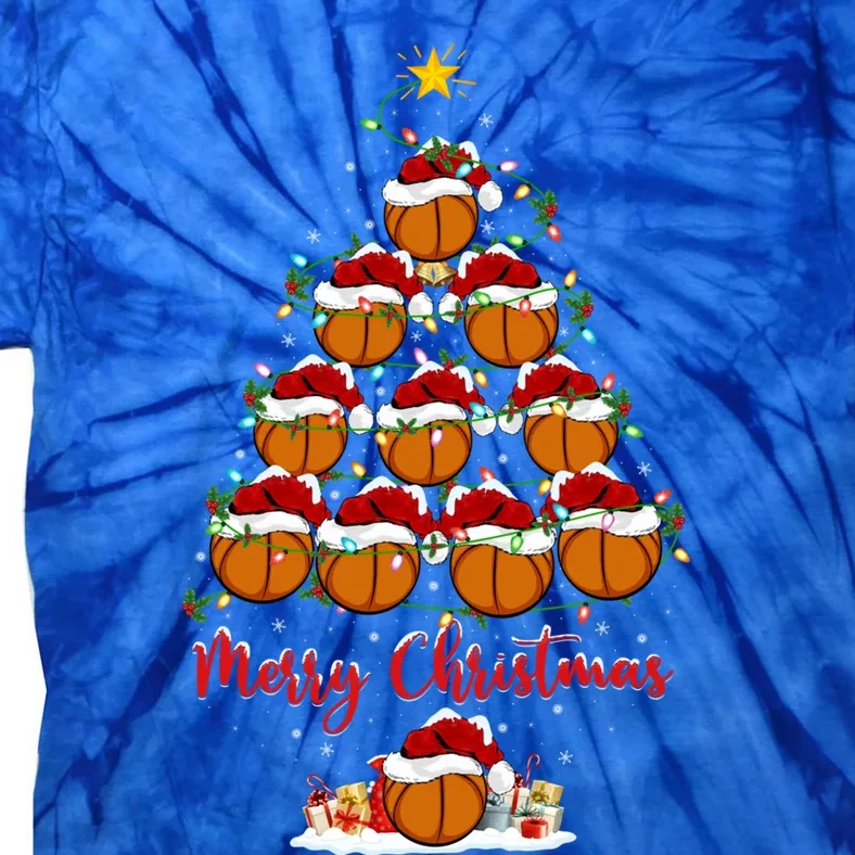 Basketball Sports Xmas Lighting Basketball Christmas Tree Gift Tie-Dye T-Shirt