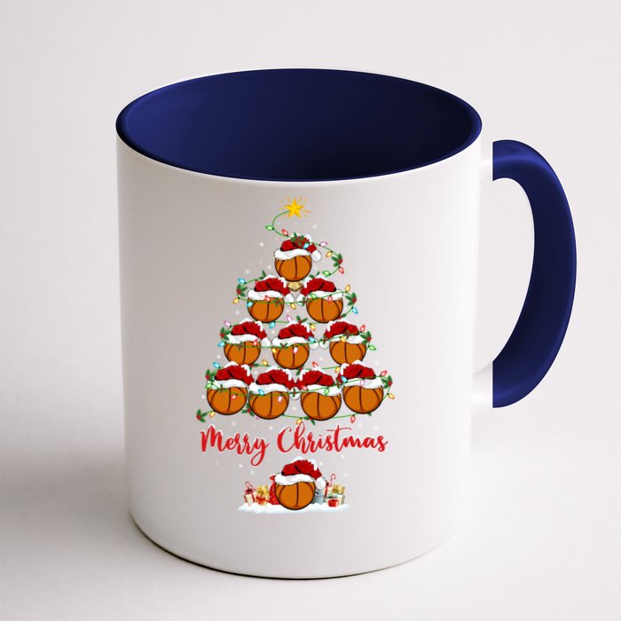 Basketball Sports Xmas Lighting Basketball Christmas Tree Gift Front & Back Coffee Mug