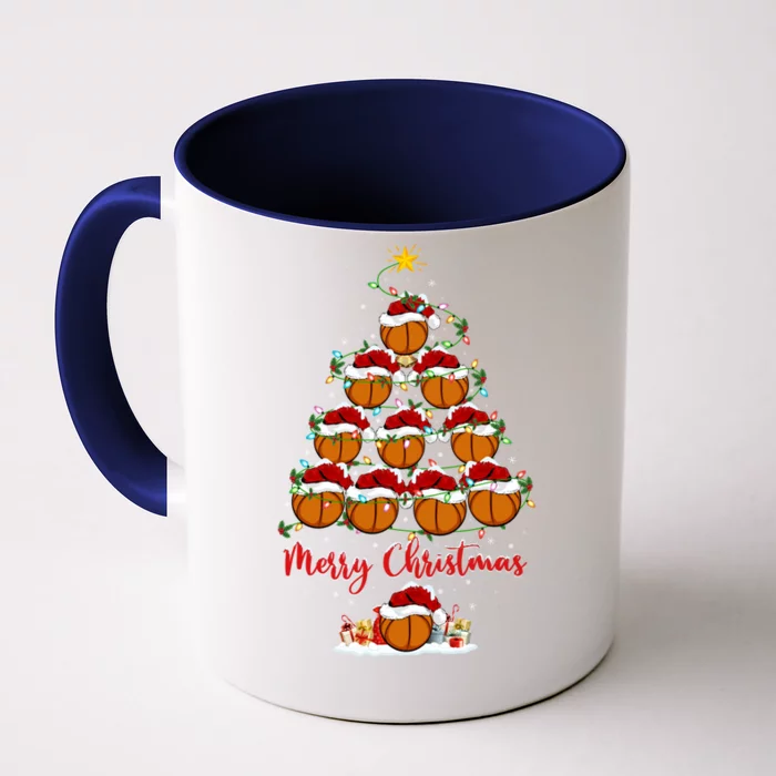 Basketball Sports Xmas Lighting Basketball Christmas Tree Gift Front & Back Coffee Mug