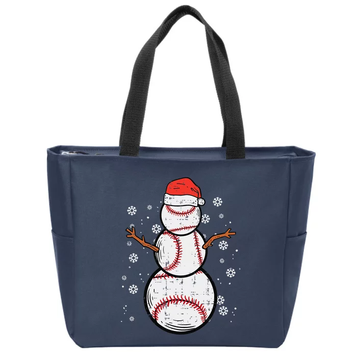 Baseball Snowman Xmas Christmas Sports Funny Funny Zip Tote Bag