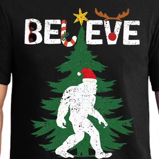 Bigfoot Sasquatch Yeti Believe santa hat Christmas Pajama Set