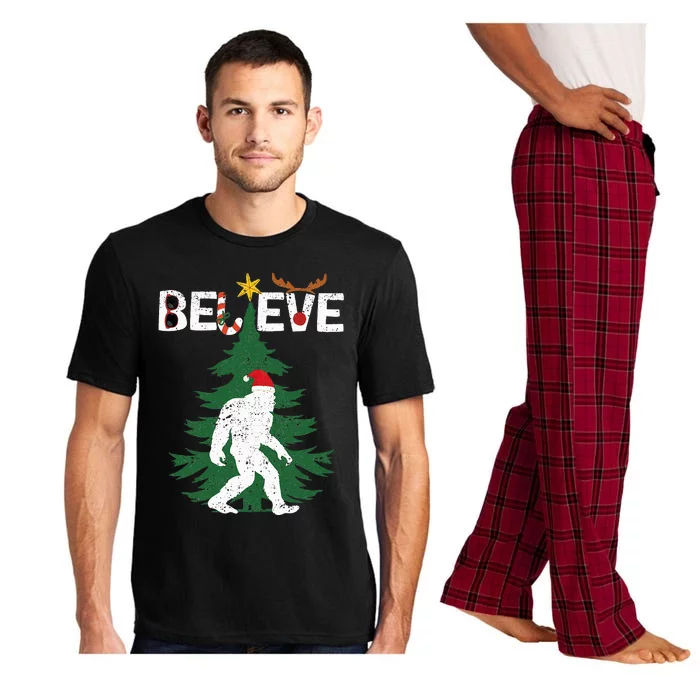 Bigfoot Sasquatch Yeti Believe santa hat Christmas Pajama Set