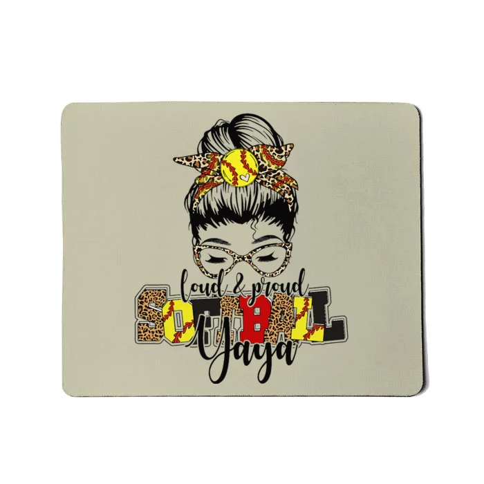 Bleached Softball Yaya Leopard Messy Bun Funny Mothers Day Mousepad