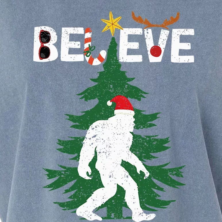 Bigfoot Sasquatch Yeti Santa Hat Christmas Sleepwear Garment-Dyed Women's Muscle Tee