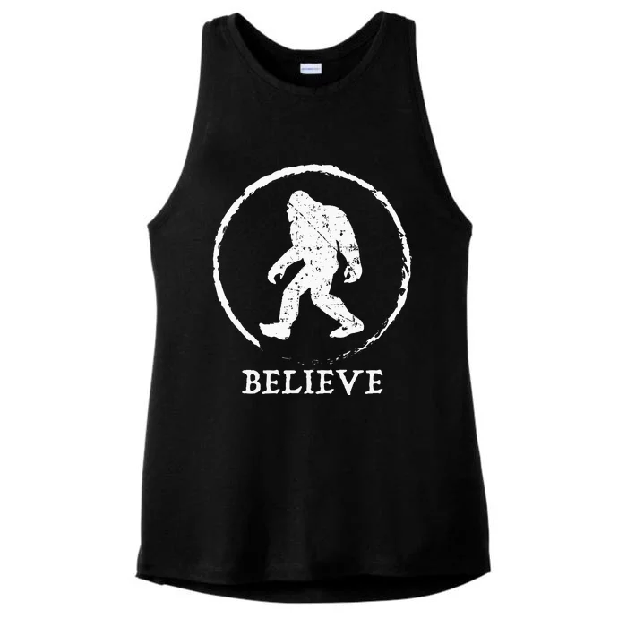 Bigfoot Sasquatch Yeti Believe Ladies Tri-Blend Wicking Tank