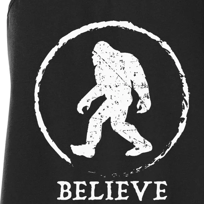 Bigfoot Sasquatch Yeti Believe Women's Racerback Tank