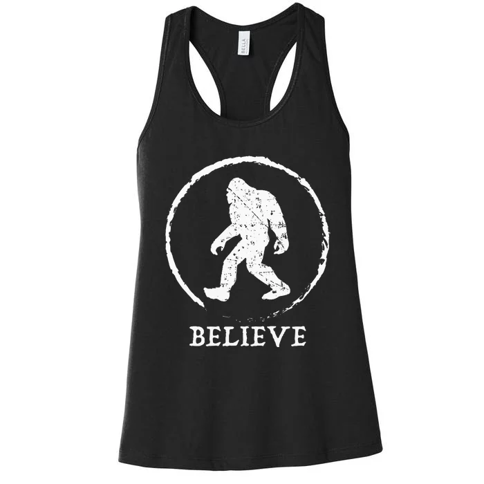 Bigfoot Sasquatch Yeti Believe Women's Racerback Tank