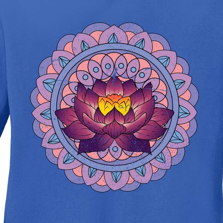 Buddhist Spiritual Yoga Art Flower Blossom Lotus Dala Gift Ladies Long Sleeve Shirt