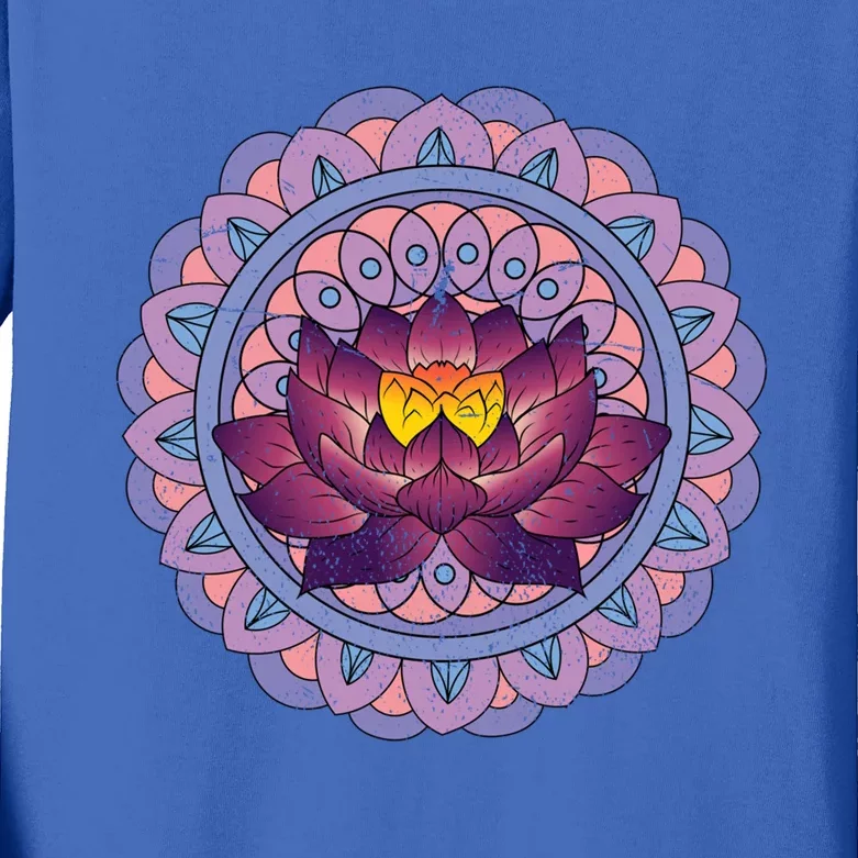 Buddhist Spiritual Yoga Art Flower Blossom Lotus Dala Gift Kids Long Sleeve Shirt