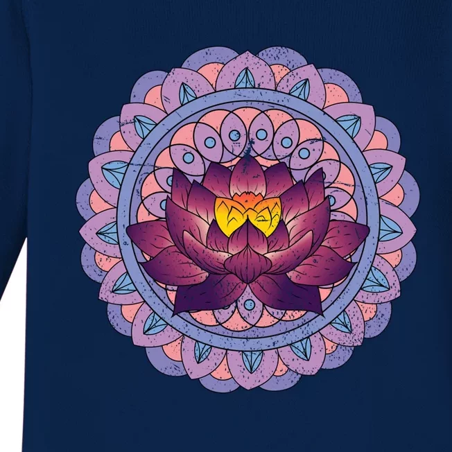 Buddhist Spiritual Yoga Art Flower Blossom Lotus Dala Gift Baby Long Sleeve Bodysuit