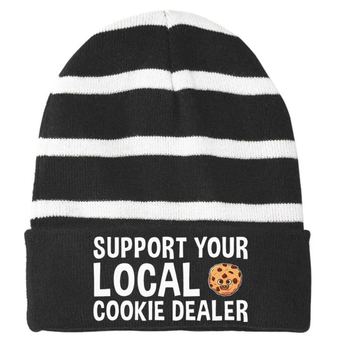 Baking Support Your Local Cookie Dealer Cookie Striped Beanie with Solid Band