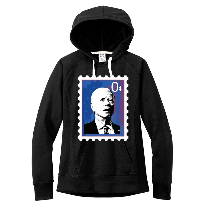 Biden Stamp Zero Sense Funny Joe 0 Cents President Women's Fleece Hoodie