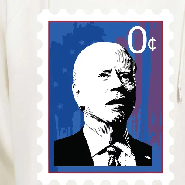 Biden Stamp Zero Sense Funny Joe 0 Cents President Womens Funnel Neck Pullover Hood